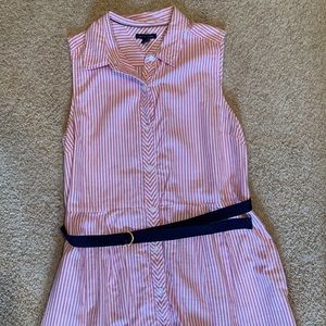 Tommy Hilfiger sleeveless red/white stripe with navy blue belt. Size xl